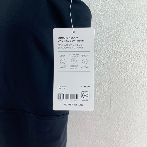 NWT Athleta Square Neck V One Piece Black Slimming Swimsuit 38 B/C - Picture 7 of 8